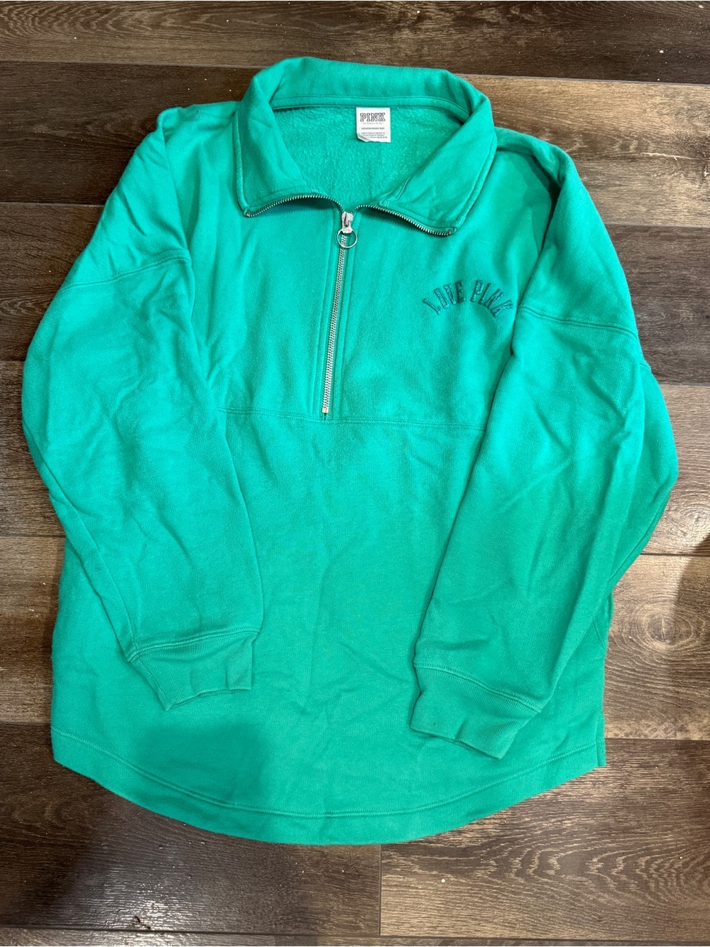 PINK Victoria’s Secret Kelly Green Quarter-Zip Pullover Sweatshirt